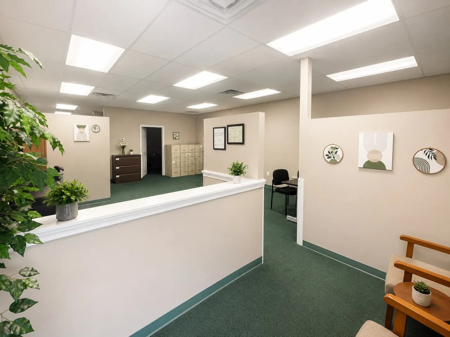 Reception area inside the Wasserman Accounting, CPAs office in Hainesport, New Jersey